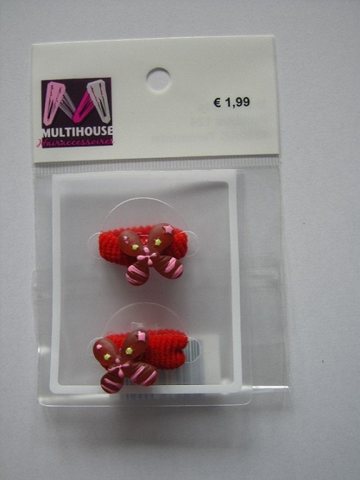 (image for) Haarelastieken rood met vlinder.